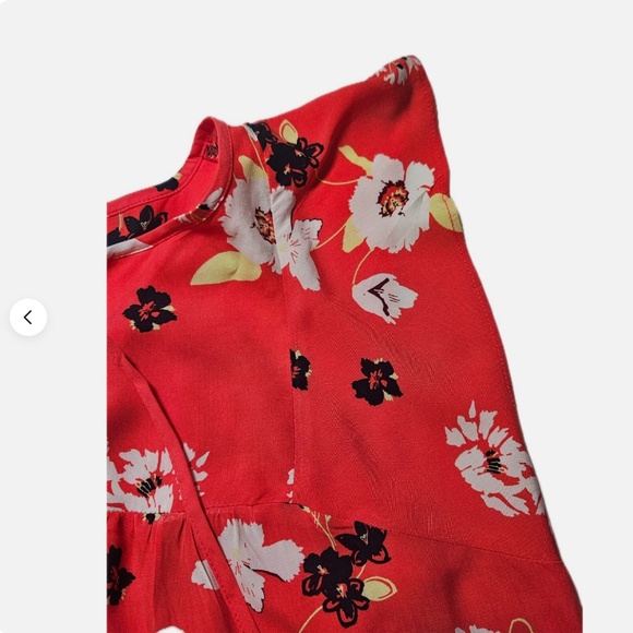 GAP Blouse Womens XL Coral Abstract Floral Cap Sleeve Lightweight Flowy Top NEW - Picture 7 of 8